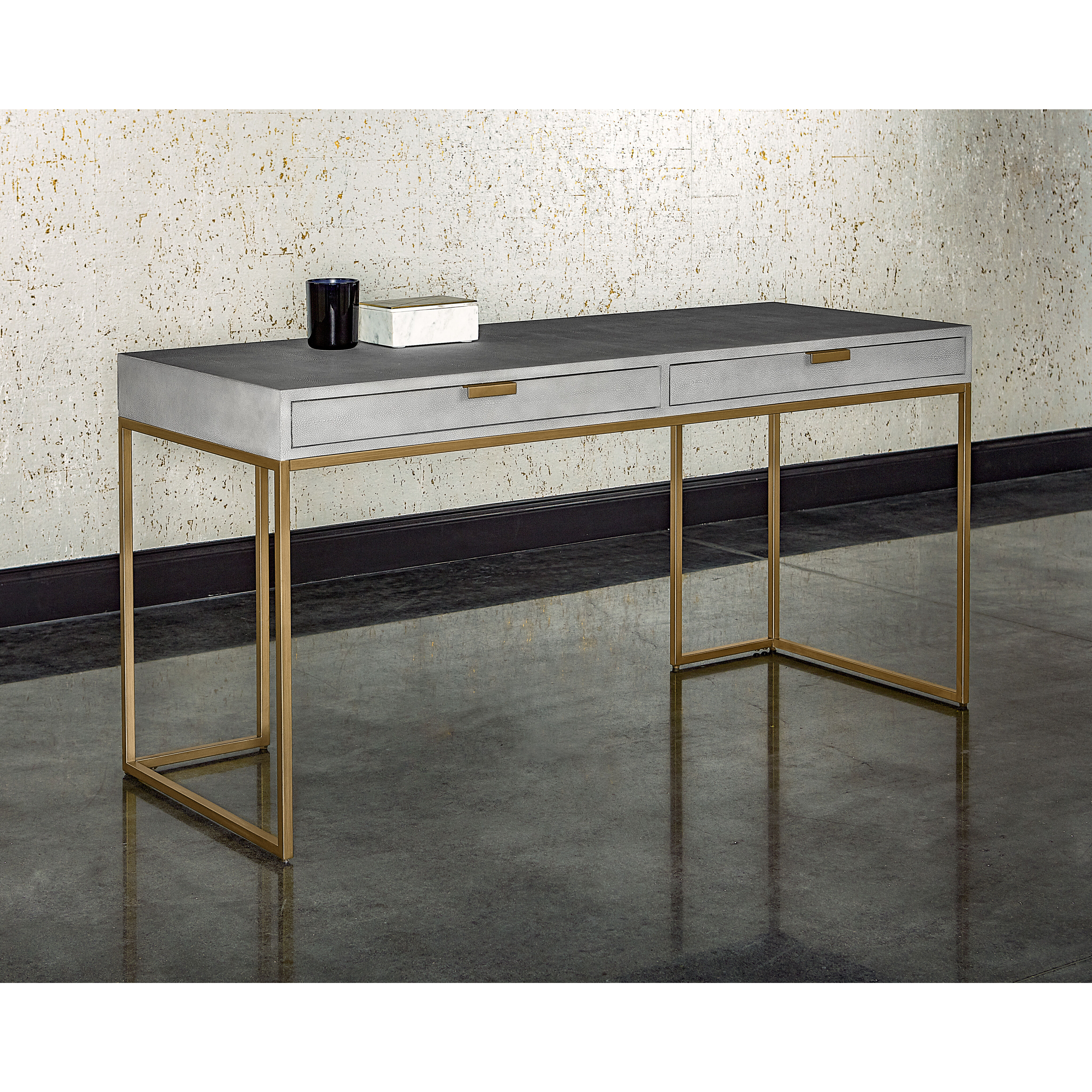 Jiro 63 X 24.25 inch Grey Shagreen Desk